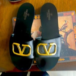 Size 41 black Valentino slides